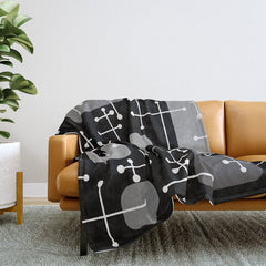 1950s Eames Era Art Crosshairs Black White Throw Blanket