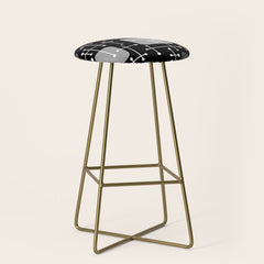 1950s Eames Era Art Crosshairs Black White Stool