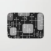 1950s Eames Era Art Crosshairs Black White Bath Mat