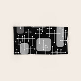 1950s Eames Era Art Crosshairs Black White Bath Towel