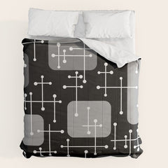 1950s Eames Era Art Crosshairs Black White Comforter