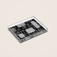 1950s Eames Era Art Crosshairs Black White Acrylic Tray