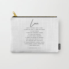 1 Corinthians 13 Love Is Patient Love Is Kind Love Never Fails Bible Verse Print Scripture Christian Carry All Pouch
