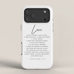 1 Corinthians 13 Love Is Patient Love Is Kind Love Never Fails Bible Verse Print Scripture Christian iPhone Case