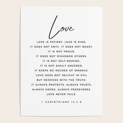 1 Corinthians 13 Love Is Patient Love Is Kind Love Never Fails Bible Verse Print Scripture Christian Poster