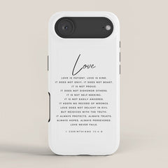 1 Corinthians 13 Love Is Patient Love Is Kind Love Never Fails Bible Verse Print Scripture Christian iPhone Case