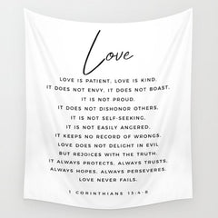 1 Corinthians 13 Love Is Patient Love Is Kind Love Never Fails Bible Verse Print Scripture Christian Wall Tapestry
