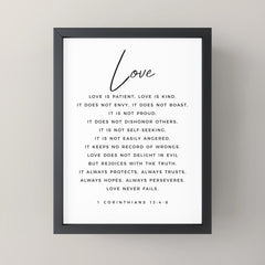 1 Corinthians 13 Love Is Patient Love Is Kind Love Never Fails Bible Verse Print Scripture Christian Mini Art Print