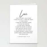 1 Corinthians 13 Love Is Patient Love Is Kind Love Never Fails Bible Verse Print Scripture Christian Stationery Card