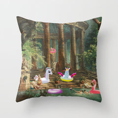 18th Century Pool Party Throw Pillow