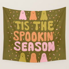 Tis the Spookin Season in Green Wall Tapestry