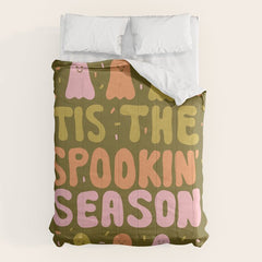 Tis the Spookin Season in Green Comforter