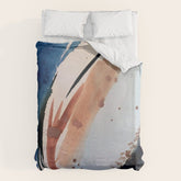 708 - a minimal mixed media abstract piece in blues, pinks, and white Duvet Cover