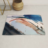 708 - a minimal mixed media abstract piece in blues, pinks, and white Rug