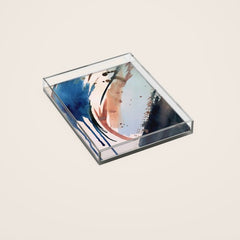 708 - a minimal mixed media abstract piece in blues, pinks, and white Acrylic Tray