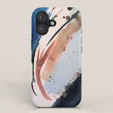 708 - a minimal mixed media abstract piece in blues, pinks, and white iPhone Case