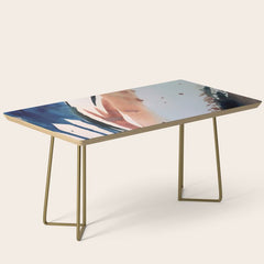 708 - a minimal mixed media abstract piece in blues, pinks, and white Coffee Table