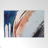 708 - a minimal mixed media abstract piece in blues, pinks, and white Welcome Mat