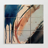 708 - a minimal mixed media abstract piece in blues, pinks, and white Wood Wall Art