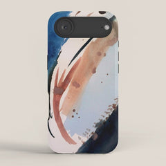 708 - a minimal mixed media abstract piece in blues, pinks, and white iPhone Case