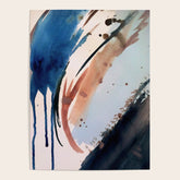 708 - a minimal mixed media abstract piece in blues, pinks, and white Poster