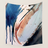 708 - a minimal mixed media abstract piece in blues, pinks, and white Wall Tapestry