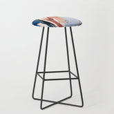 708 - a minimal mixed media abstract piece in blues, pinks, and white Stool