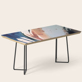 708 - a minimal mixed media abstract piece in blues, pinks, and white Coffee Table