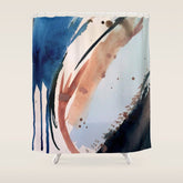 708 - a minimal mixed media abstract piece in blues, pinks, and white Shower Curtain