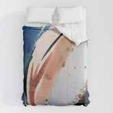 708 - a minimal mixed media abstract piece in blues, pinks, and white Comforter
