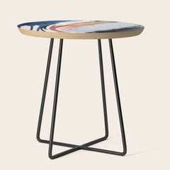 708 - a minimal mixed media abstract piece in blues, pinks, and white Side Table