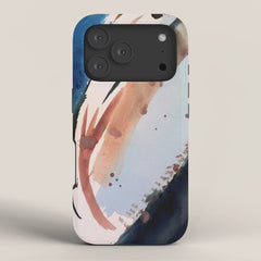 708 - a minimal mixed media abstract piece in blues, pinks, and white iPhone Case