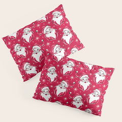 Tis The Season Retro Santa Red White Pattern Pillow Sham