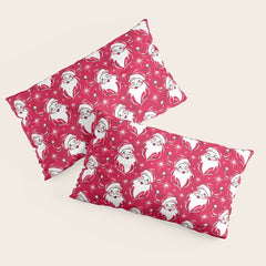 Tis The Season Retro Santa Red White Pattern Pillow Sham
