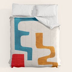 Falling Down' Paper Collage Fun Colorful Shapes Mid Century Minimal Abstract Art by Ejaaz Haniff Comforter