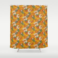 70s Retro Floral Shower Curtain