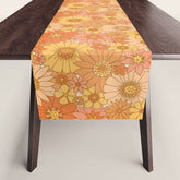 70s Retro Daisy Floral Table Runner