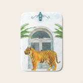 94 Tropical, Greece Architecture Buildings Tiger Wild Cat Watercolor Palm Travel Bohemian Painting Bath Mat