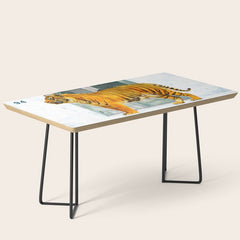 94 Tropical, Greece Architecture Buildings Tiger Wild Cat Watercolor Palm Travel Bohemian Painting Coffee Table