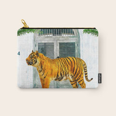 94 Tropical, Greece Architecture Buildings Tiger Wild Cat Watercolor Palm Travel Bohemian Painting Carry All Pouch