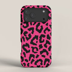 2000s leopard-black on hot pink iPhone Case
