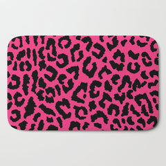 2000s leopard-black on hot pink Bath Mat