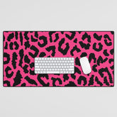 2000s leopard-black on hot pink Desk Mat