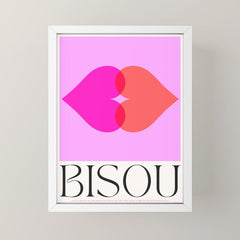 BISOU' Vibrant Minimal French Love kiss Art Mini Art Print