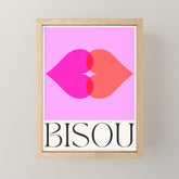BISOU' Vibrant Minimal French Love kiss Art Mini Art Print