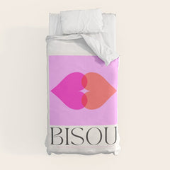 BISOU' Vibrant Minimal French Love kiss Art Duvet Cover