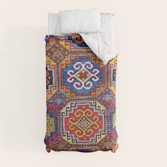 19th Century Armenian Kazak dated 1896 Duvet Cover