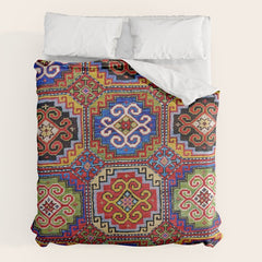 19th Century Armenian Kazak dated 1896 Duvet Cover