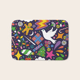 60s 70s psychedelic Modern Christmas Confetti Pattern Bath Mat