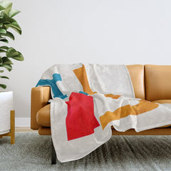 Falling Down' Paper Collage Fun Colorful Shapes Mid Century Minimal Abstract Art by Ejaaz Haniff Throw Blanket